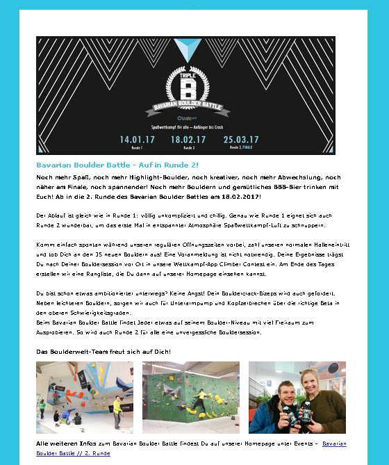 Boulderwelt Newsletter Vorschau