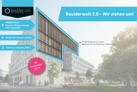 Boulderwelt 2.0 - Boulderwelt München Ost zieht 2019 um. Infografik