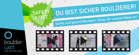 Mit Hilfe unserer Videos bekommst Du Tricks und Tipps rund um die Sicherheit und Gesundheit in der Boulderhalle.