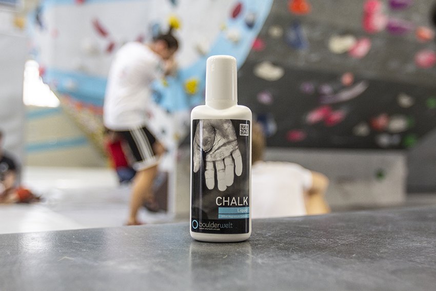 Unsere Boulderwelt Produkte wie unser Boulderwelt Liquid Chalk aus unserem Shop