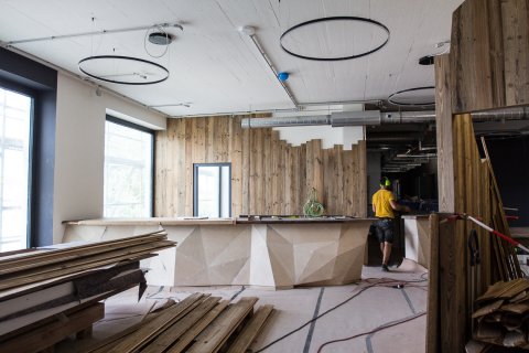 Die Boulderwelt München Ost zieht um - erste Einblicke ins 3 Obergeschoss.