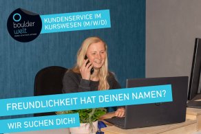 Die Boulderwelt München Ost sucht Kundenservice im Kursbüro