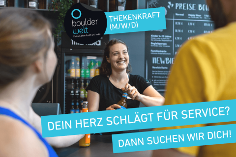 Die Boulderwelt München Süd sucht Thekenkräfte