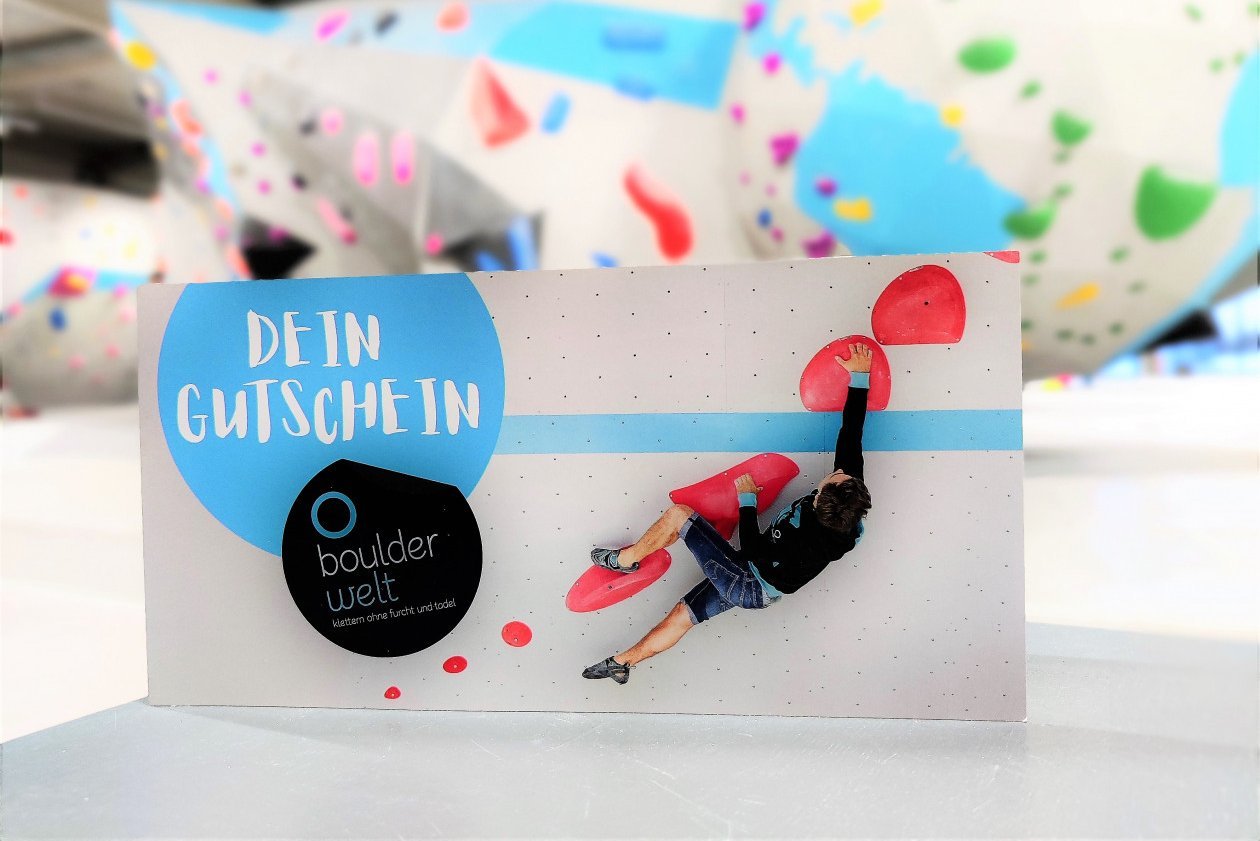 Unsere Boulderwelt Produkte wie der Wertgutschein aus unserem Shop