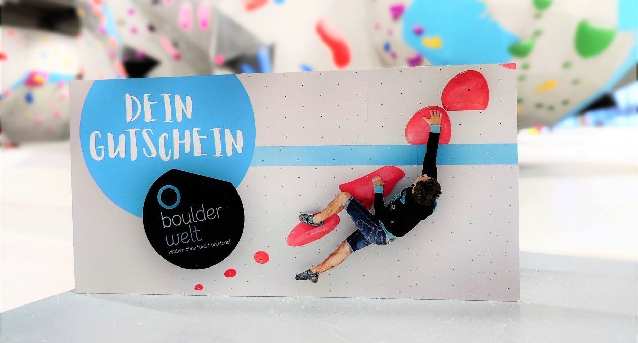 Unsere Boulderwelt Produkte wie der Wertgutschein aus unserem Shop
