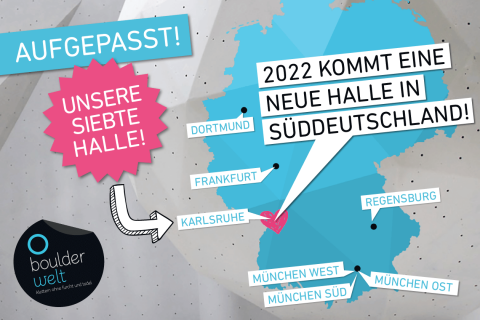 2022 bauen wir eine neue Boulderwelt in Karlsruhe, direkt mittendrin am Europaplatz