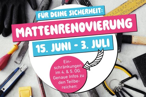 Mattenrenovierung und Einschränkungen in Teilbereichen zwischen 15. Juni und 3. Juli 2026 in der Boulderwelt München Ost