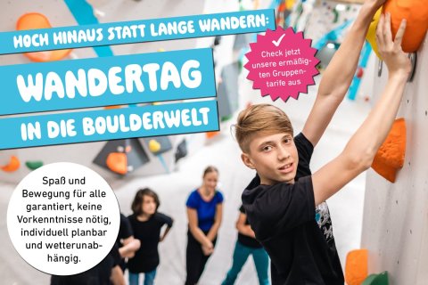 Wandertage & Schulausflüge in der Boulderwelt München Ost in Ramersdorf Perlach nähe Ostbahnhof.